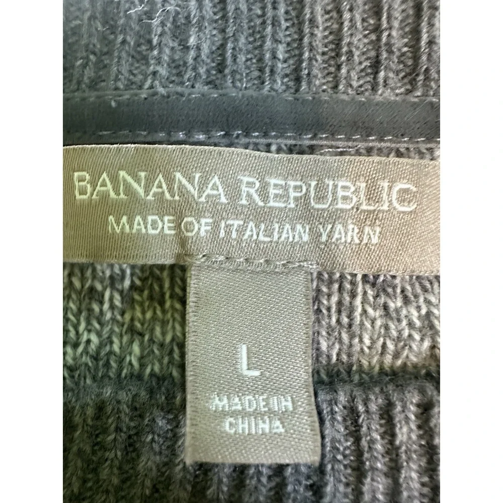 Banana Republic Women's Merino Wool Blend Gray Zipper Raglan Sweater‎ LARGE